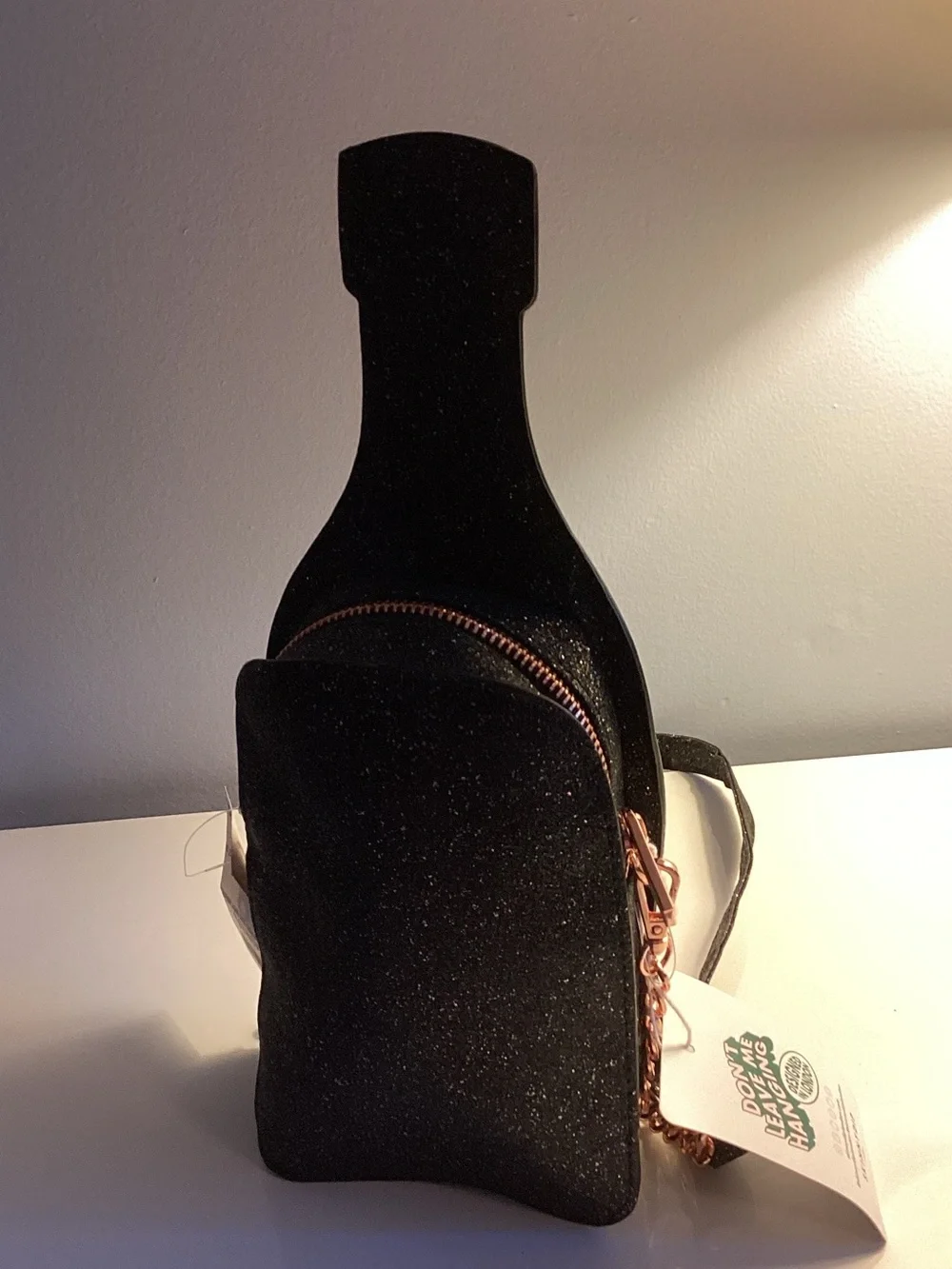 Pink Champagne Bottle Crossbody Bag by